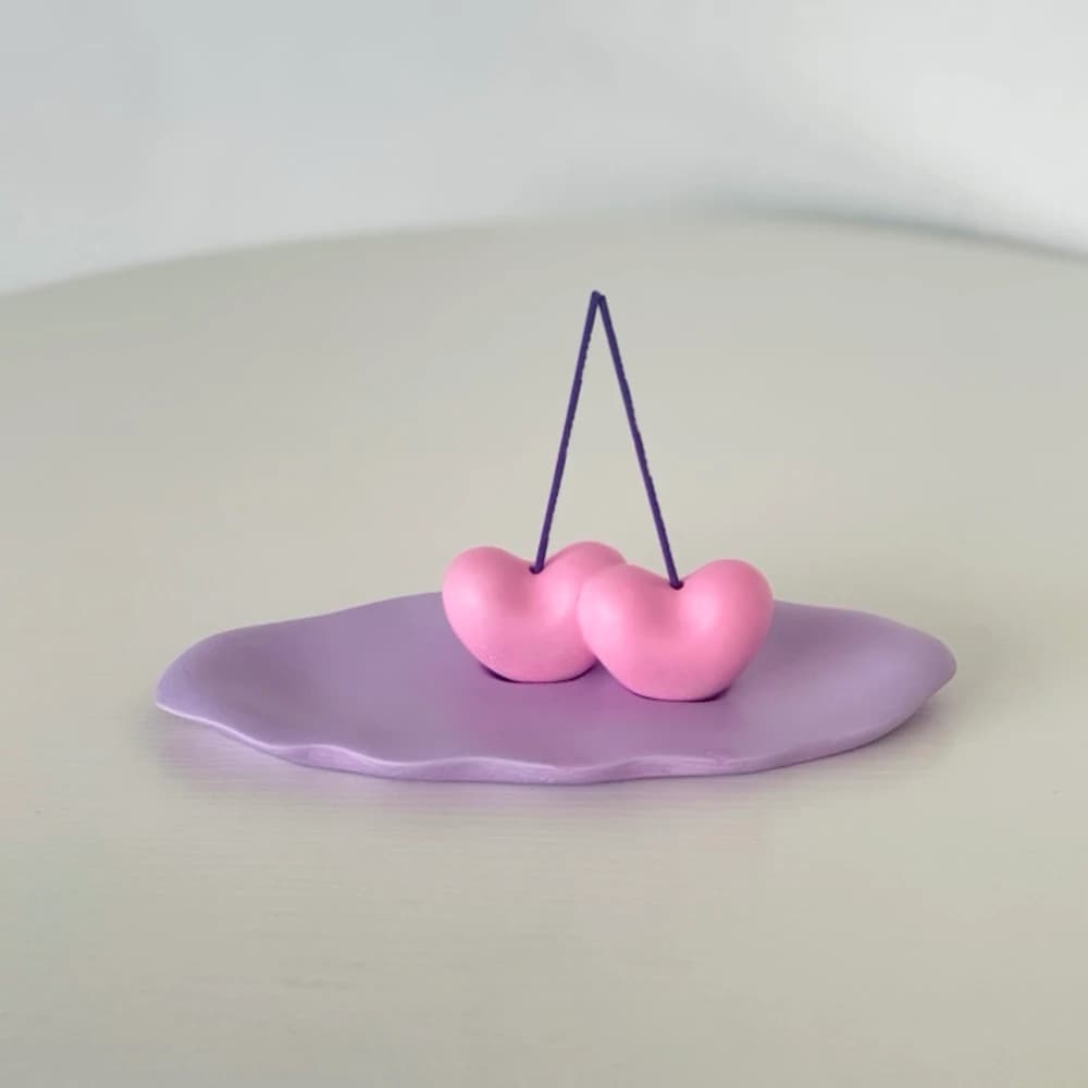 핸드메이드 하트 체리 인센스 홀더