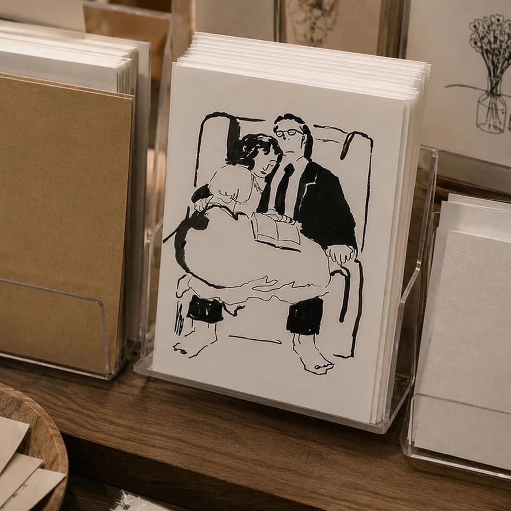 sleeping couple postcard