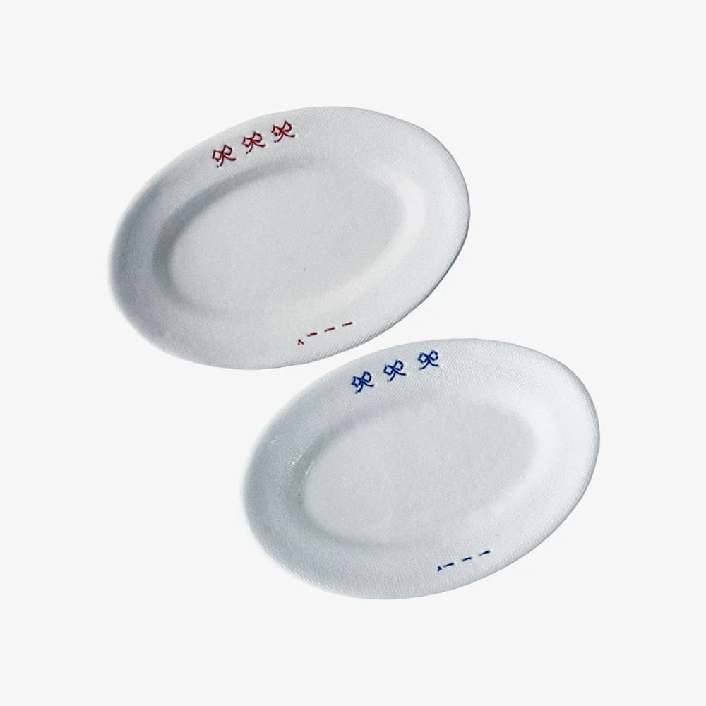 리본 스티치 오벌 플레이트 S - 2 colors
